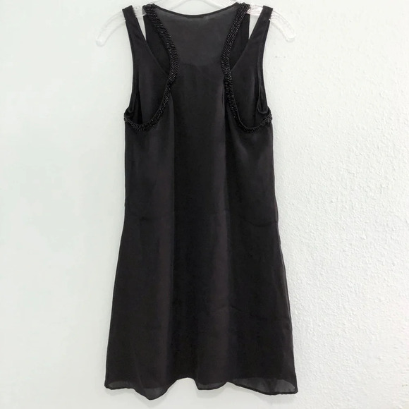 New Rebecca Minkoff Black Silk Mini Short Beaded Dress 0 - Picture 6 of 8